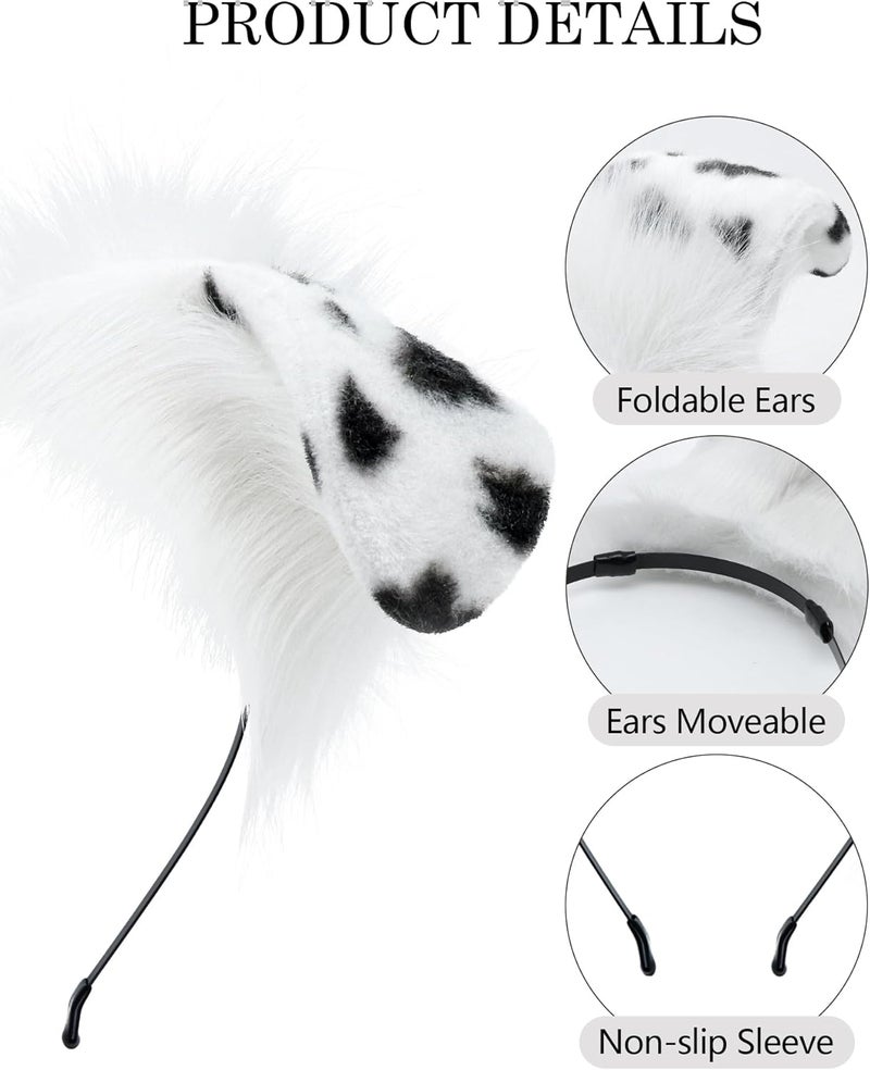 BNLIDES Handmade Plush Ears Headwear Dalmatian Dog Ears Headband Adult Cosplay Accessory for Halloween, Christmas - Image 2